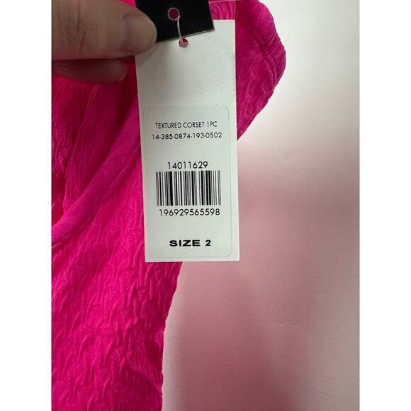 Hot Pink Textured One Piece Swimsuit with Underwire 2X (FTF) - Picture 11 of 12